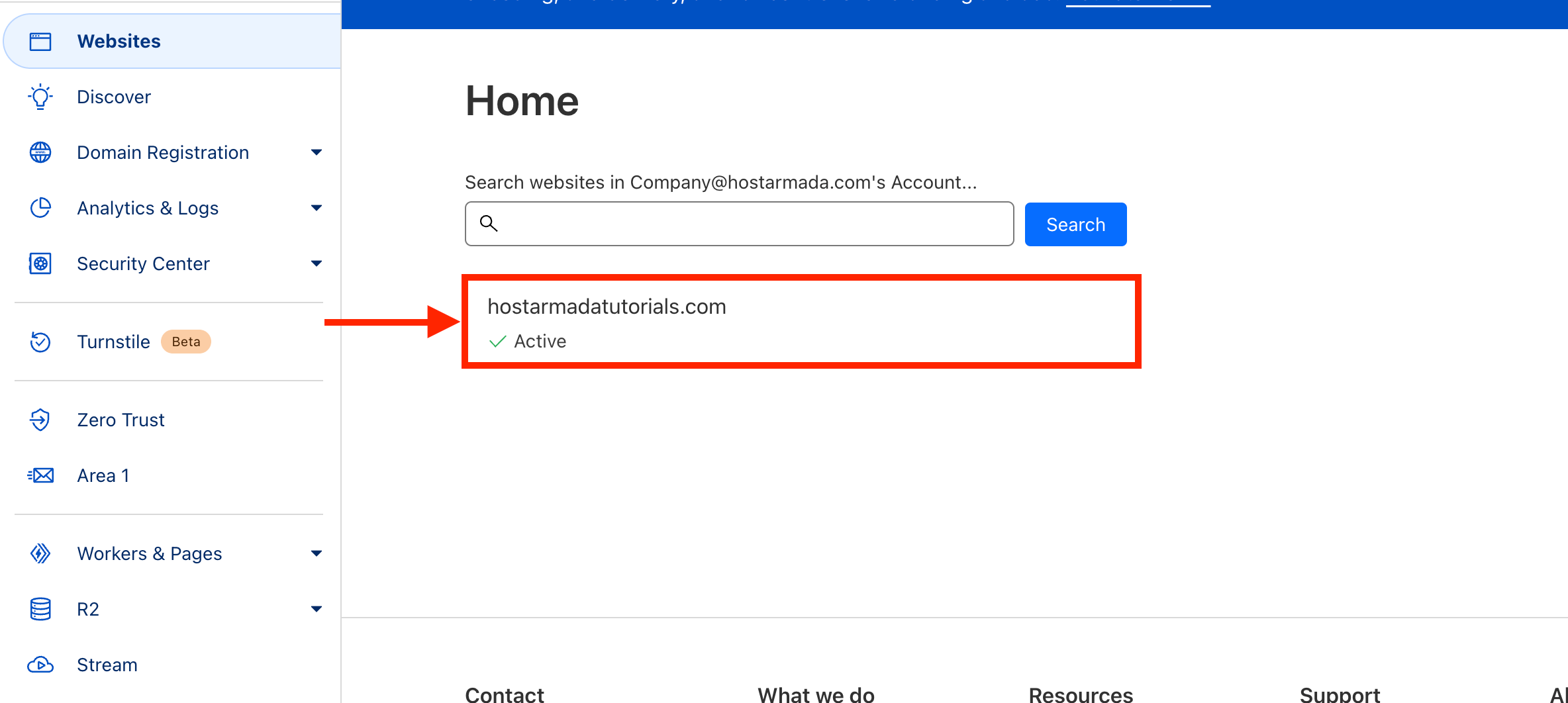 select-domain-in-cloudflare