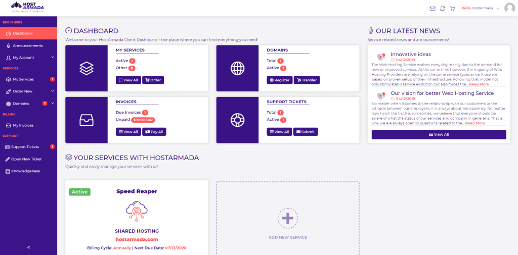 Home Page overview