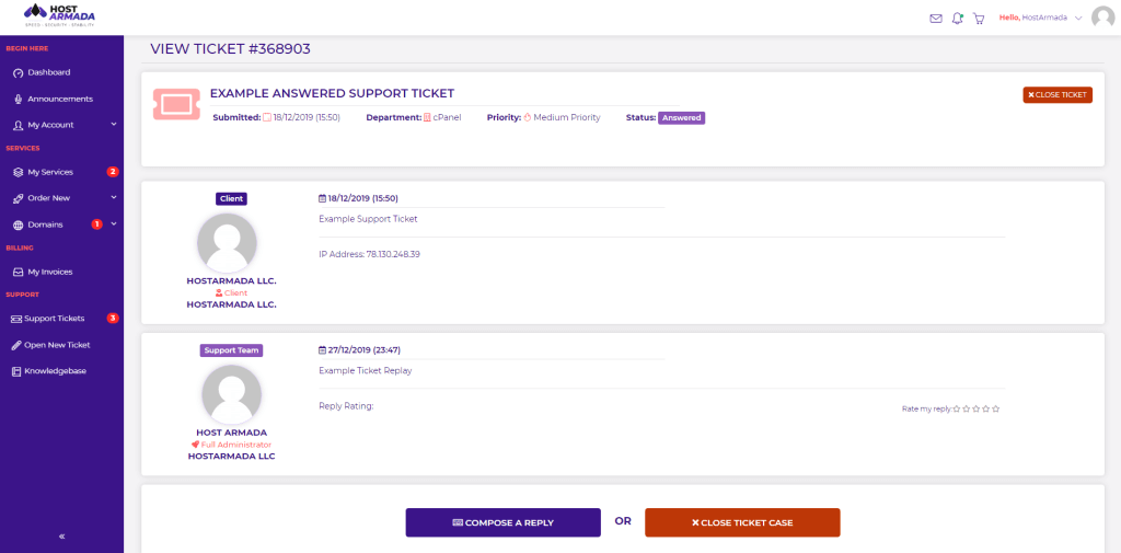Reviewing Support Ticket
