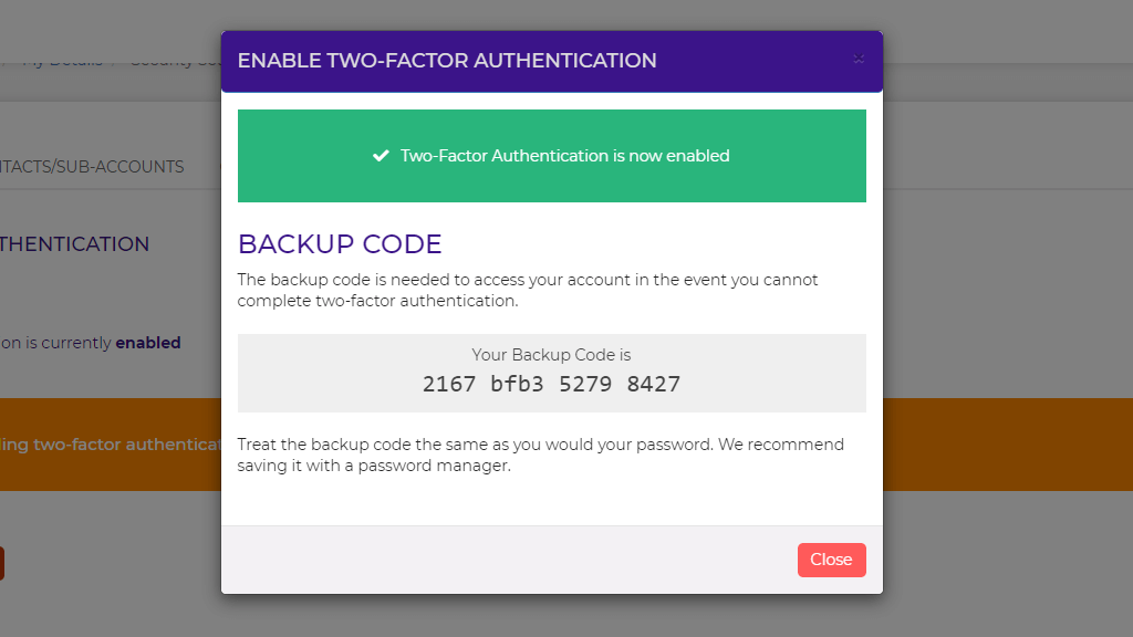Backup code
