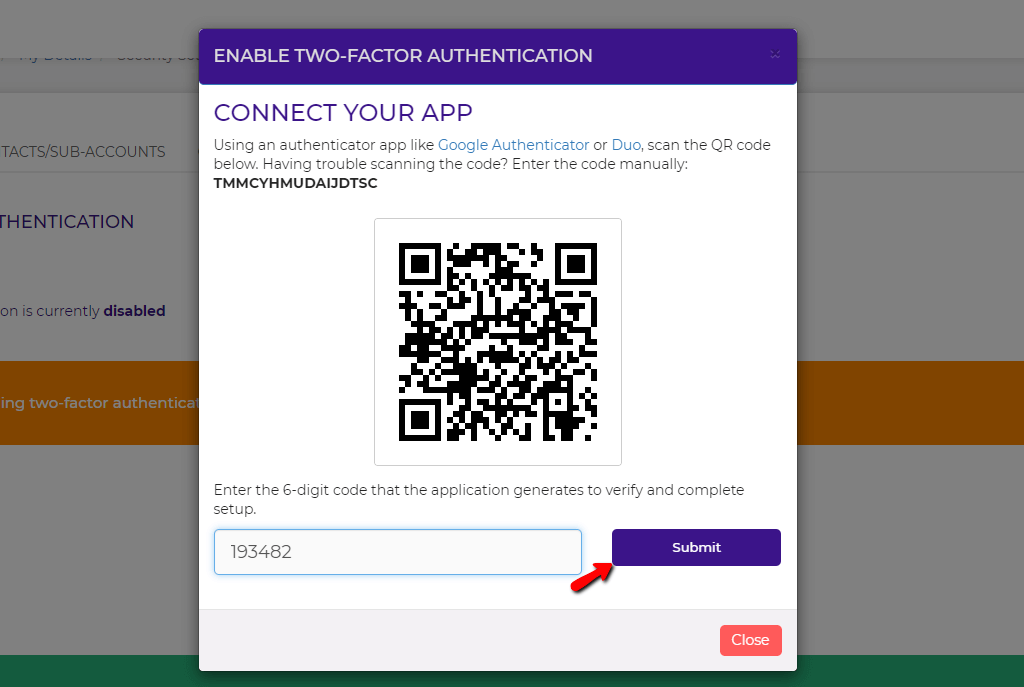 Scanning the QR code