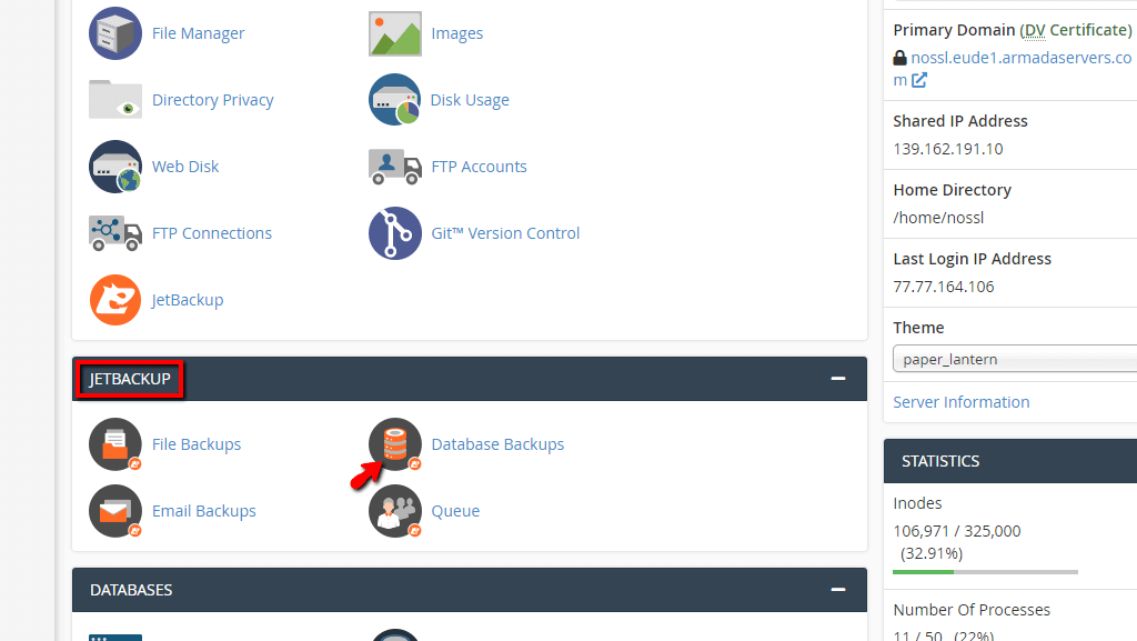 Access JetBackup Database Backups Feature