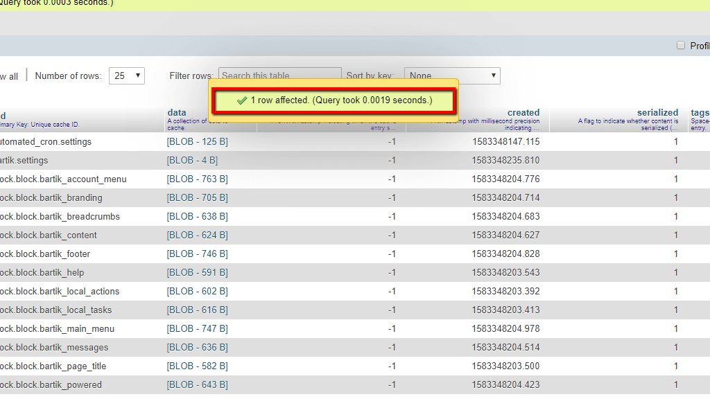 Database Row Deleted