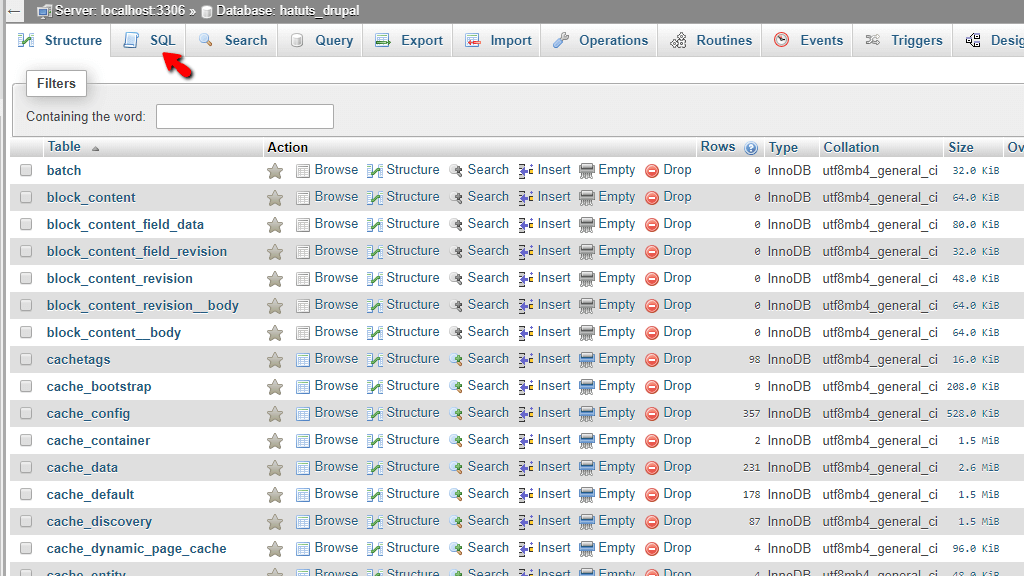Access SQL tab