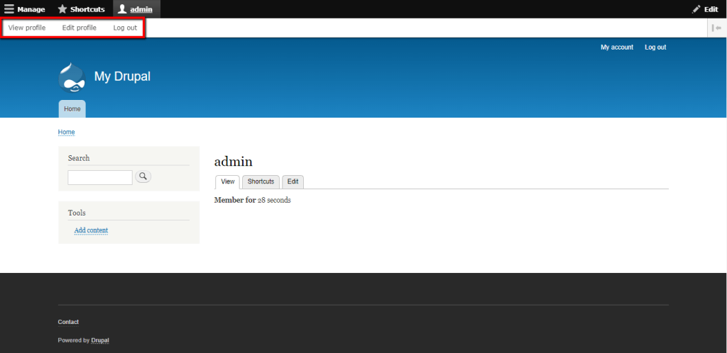 Admin section