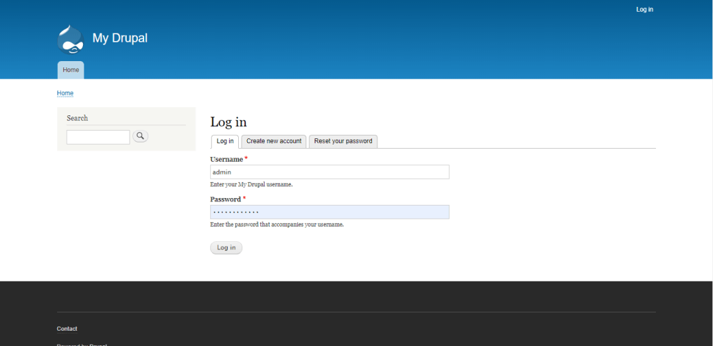Drupal Admin Login page