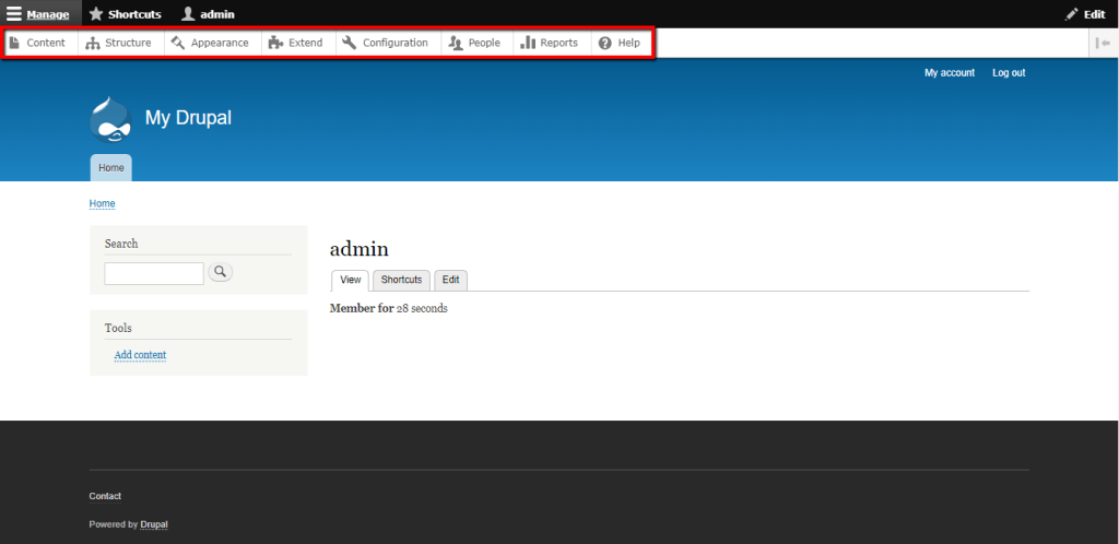 Manage section