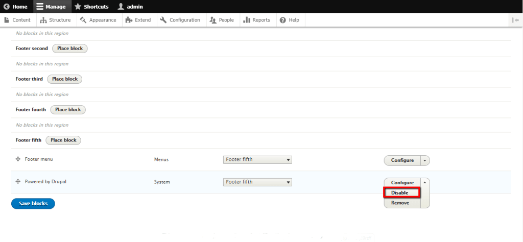Disabling a block