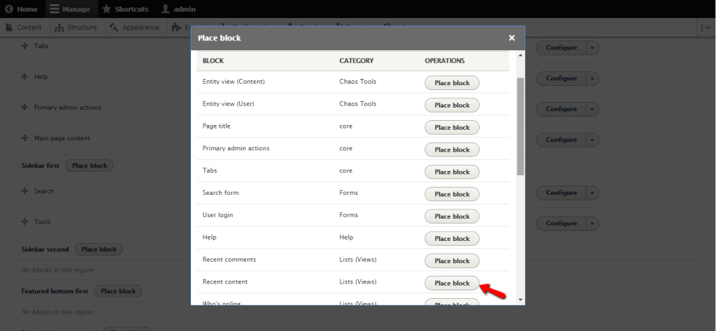 Selecting block type