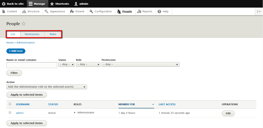 Peoples page overview
