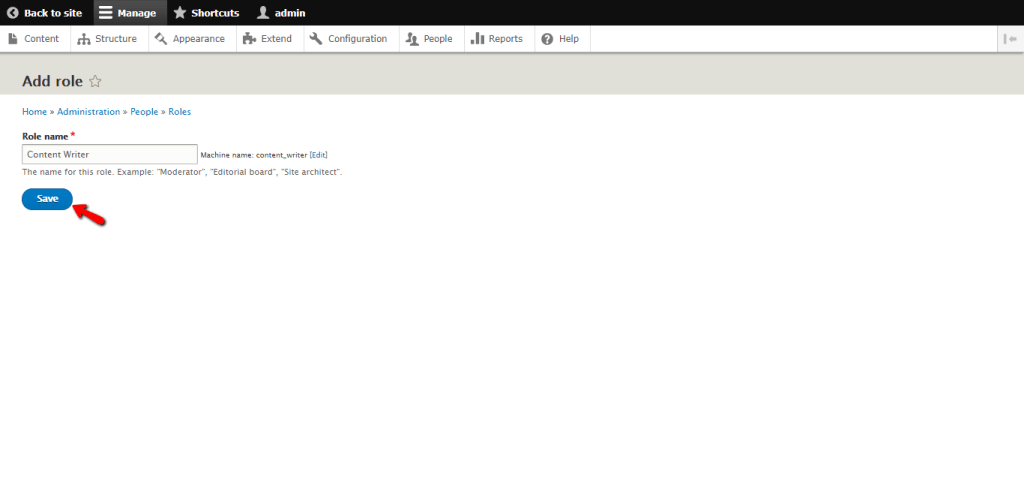 Configuring and saving role