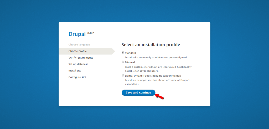 Selecting installation profile