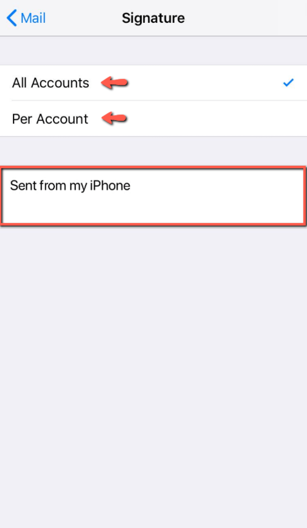 Selecting the signature type