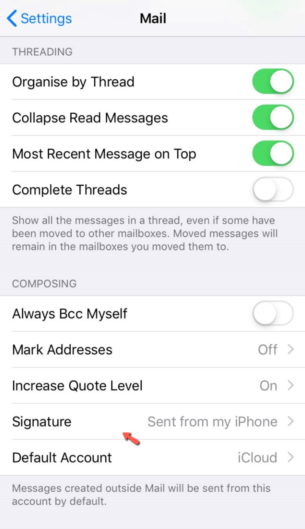 Accessing the Signature option