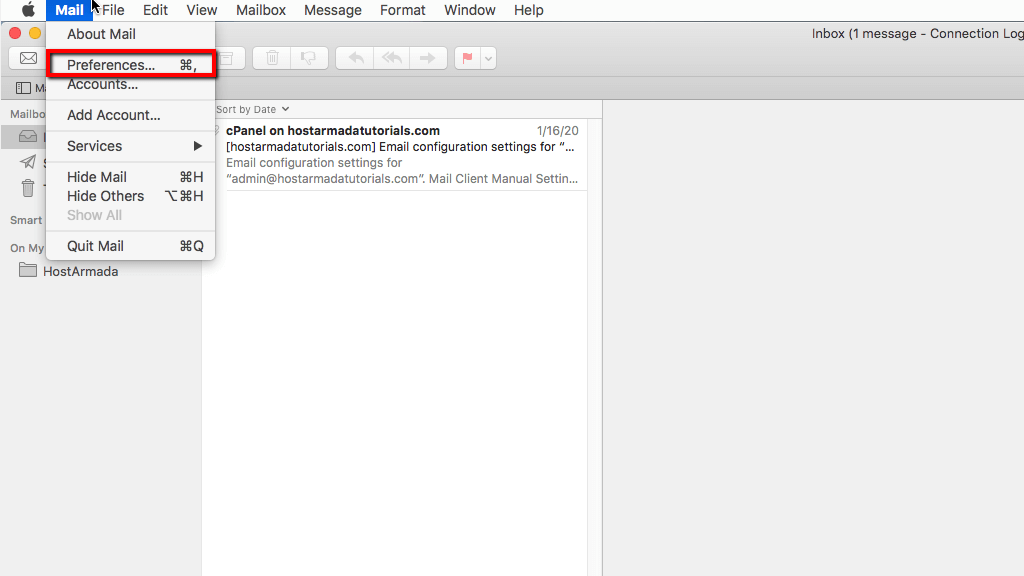 Accessing Mail Preferences