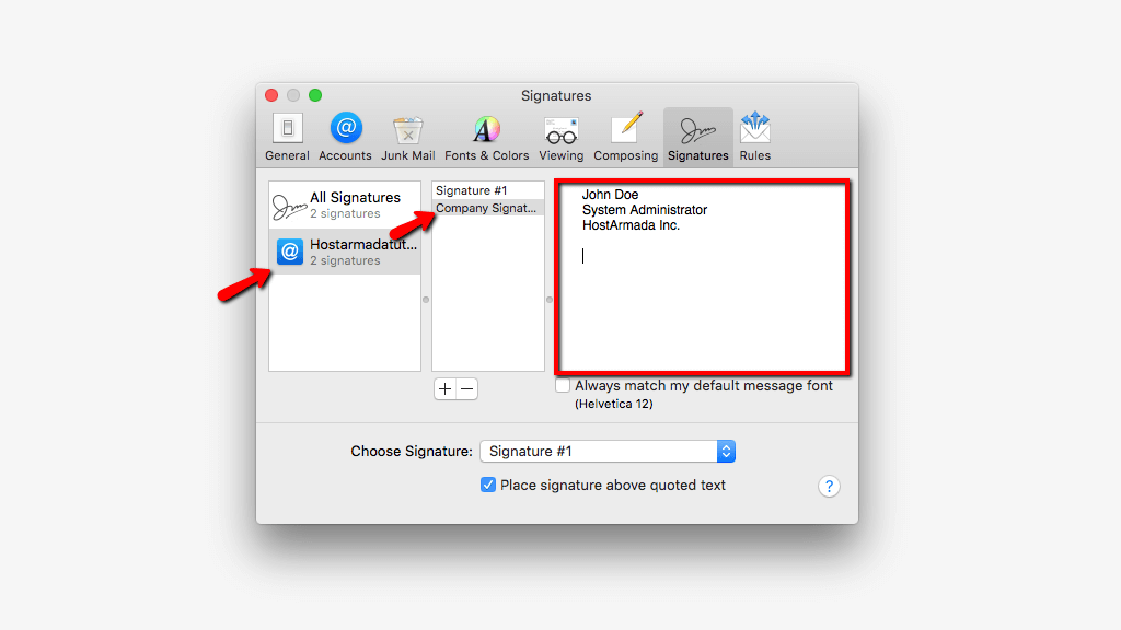 Configuring Signature Content