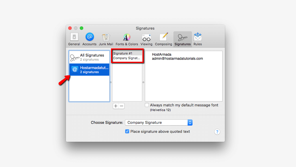 Selecting Signature for edit