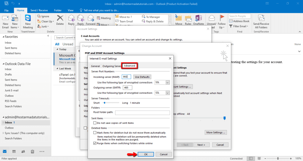 Editing Advanced settings