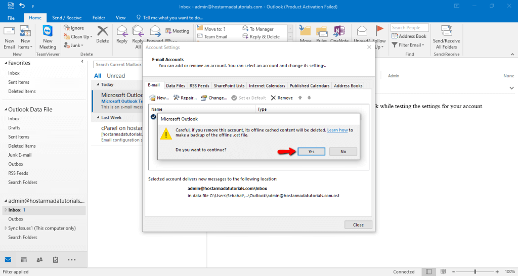 Confirming account removal