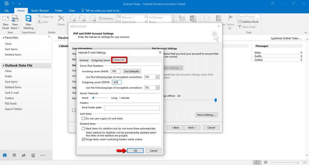 Configuring Advanced settings