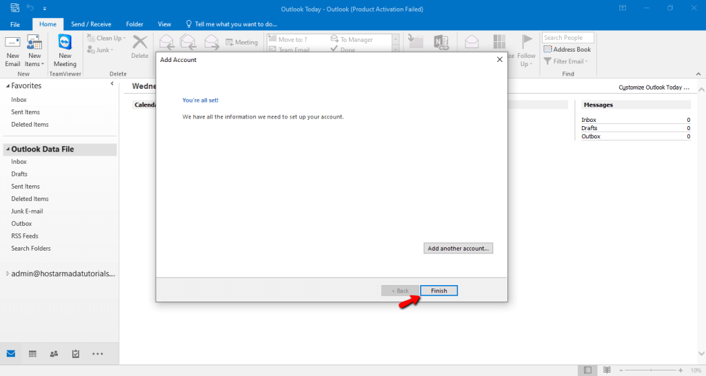 Finishing account setup
