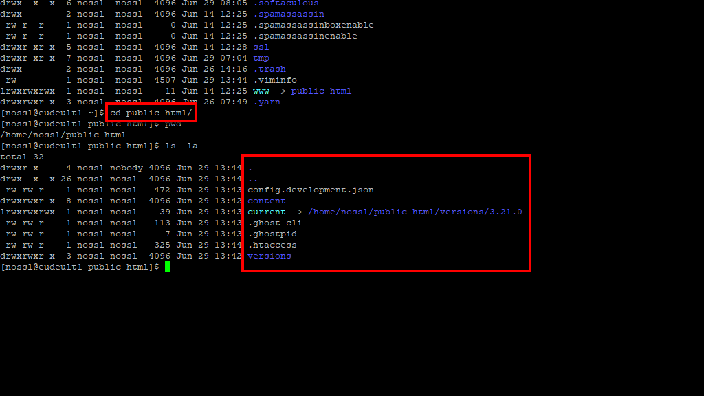 Navigate to Ghost Root Directory over SSH