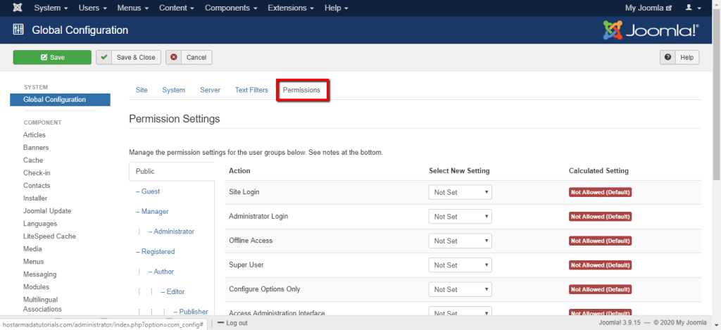 Permissions Tab
