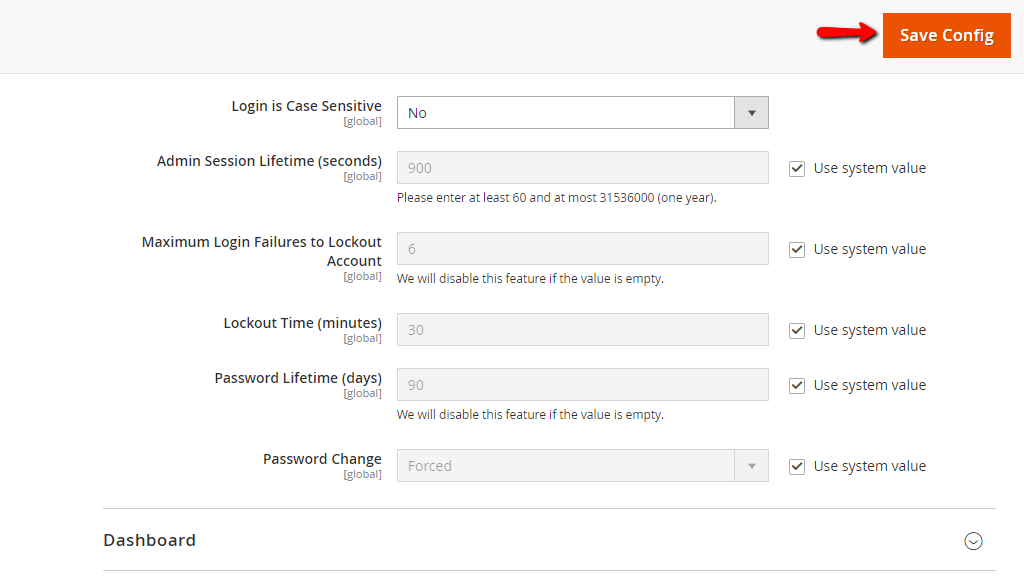 Additional Admin Security Settings