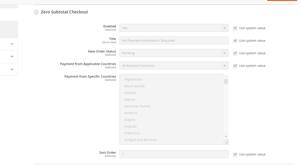 Zero Subtotal Checkout