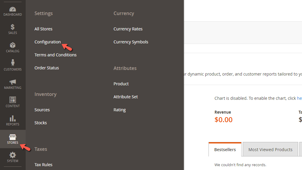 Access Magento Stores Configuration