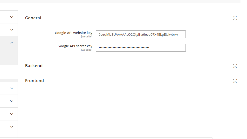 Entering the API keys