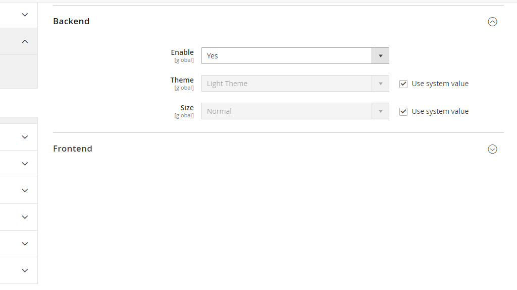 Configuring the Backend settings