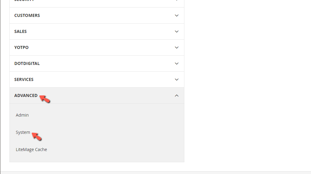 Magento Advanced System configuration