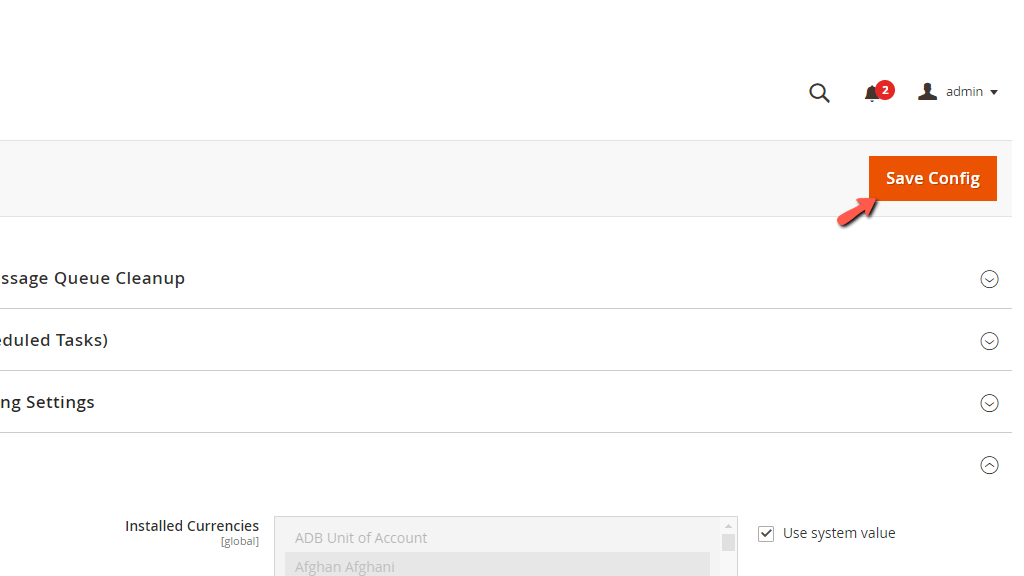 Save Magento Configuration