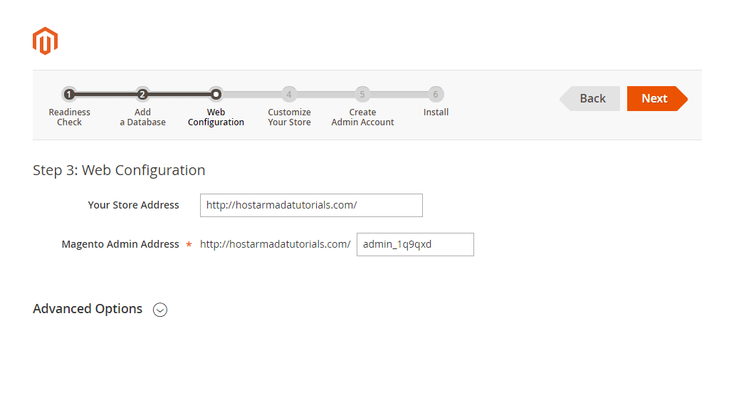 Configuring Admin URL