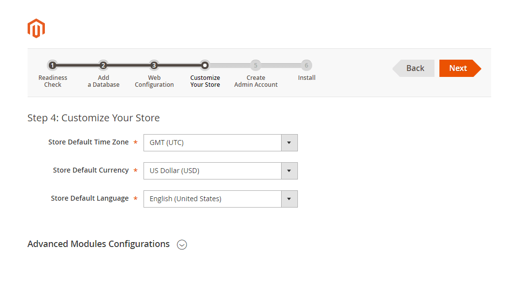 Configuring default settings