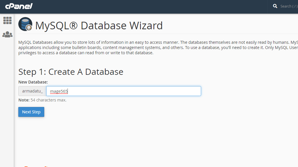 Configuring database name