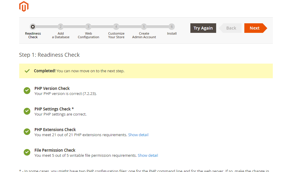Readiness Check Completed