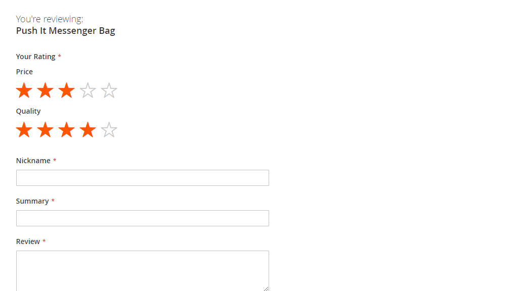 Product Ratings frontend