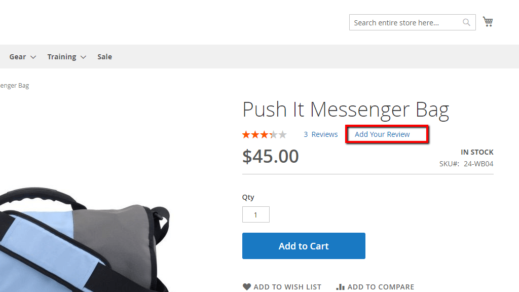 Product Reviews links frontend