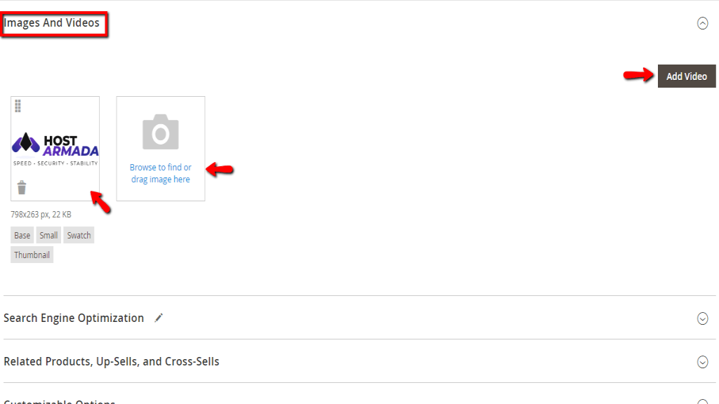 Images and Videos section