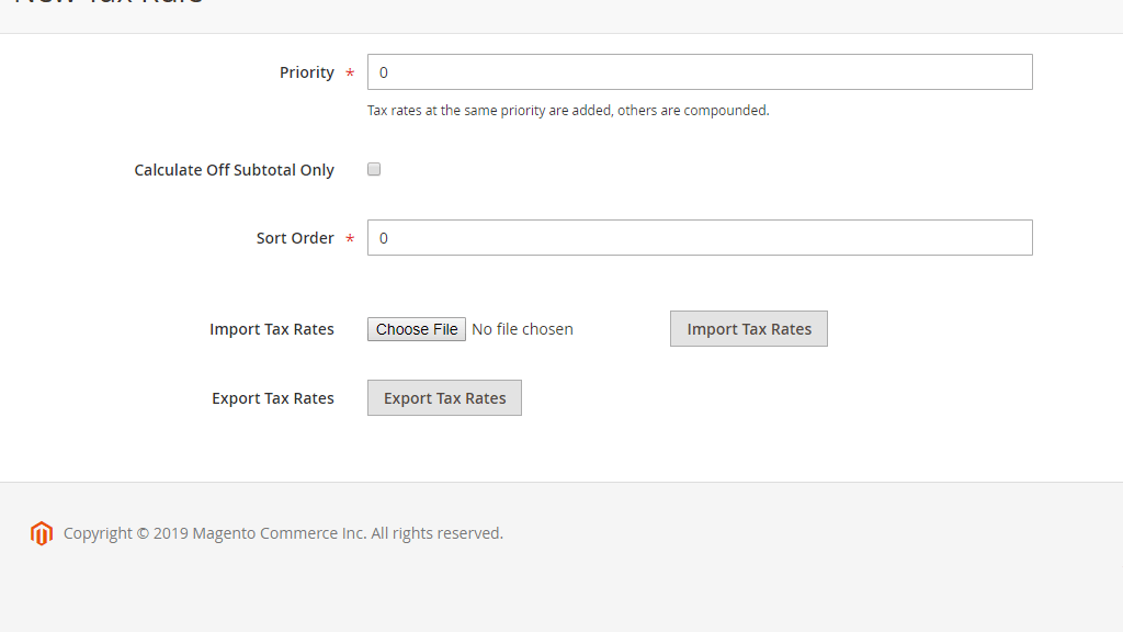 Importing tax rates