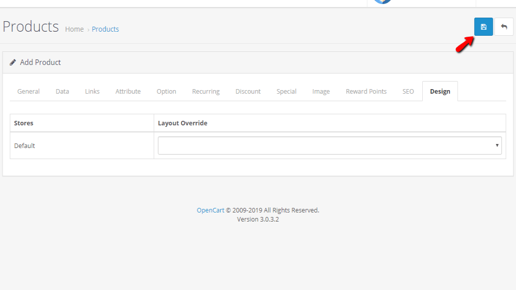 Design Tab settings