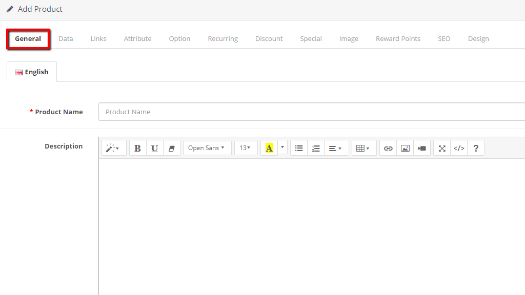 General Tab settings