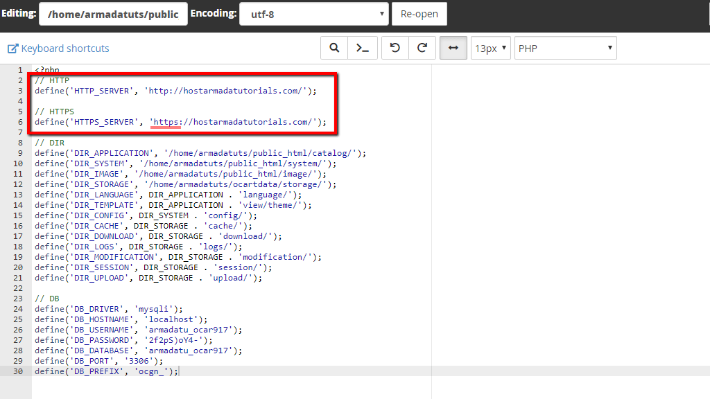 Editing the root config file