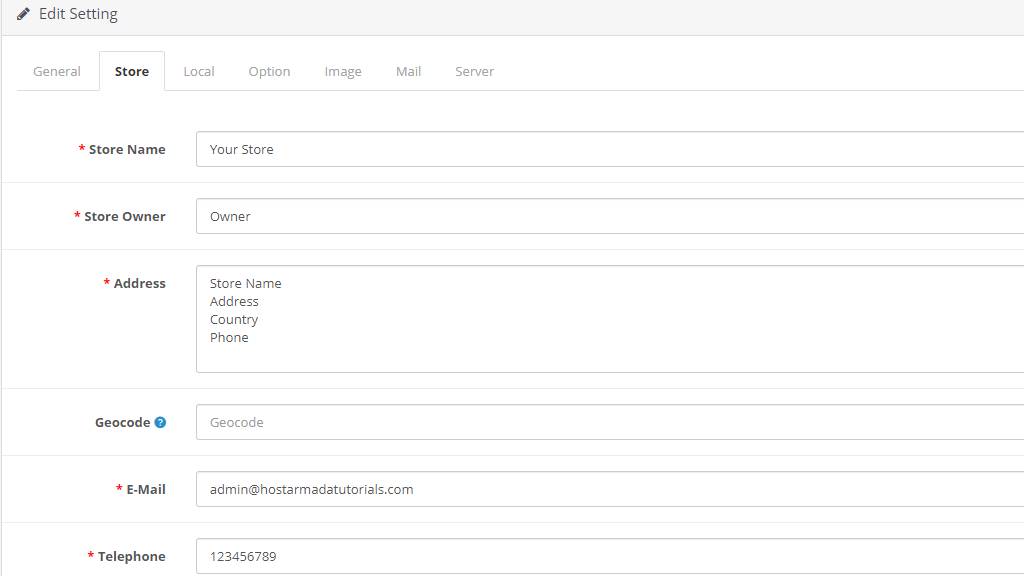 Store settings