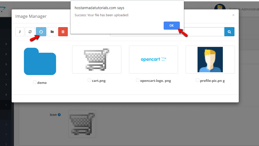 Uploading the new image
