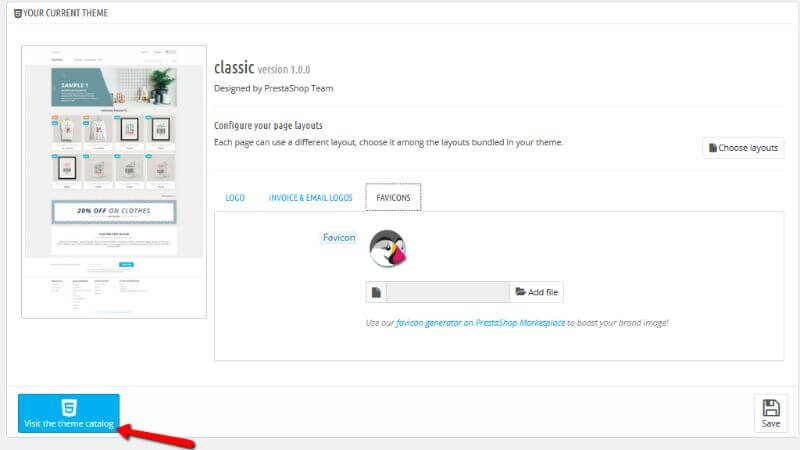 Visiting the PrestaShop theme catalog