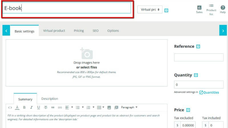 Filling product name