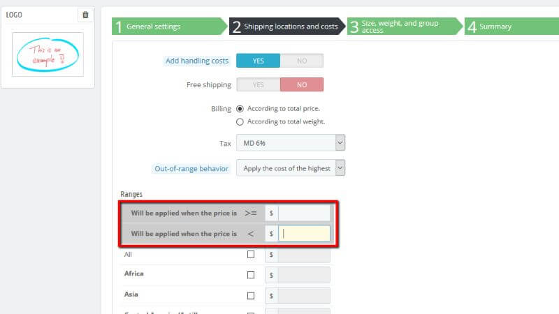 Configuring Carrier ranges